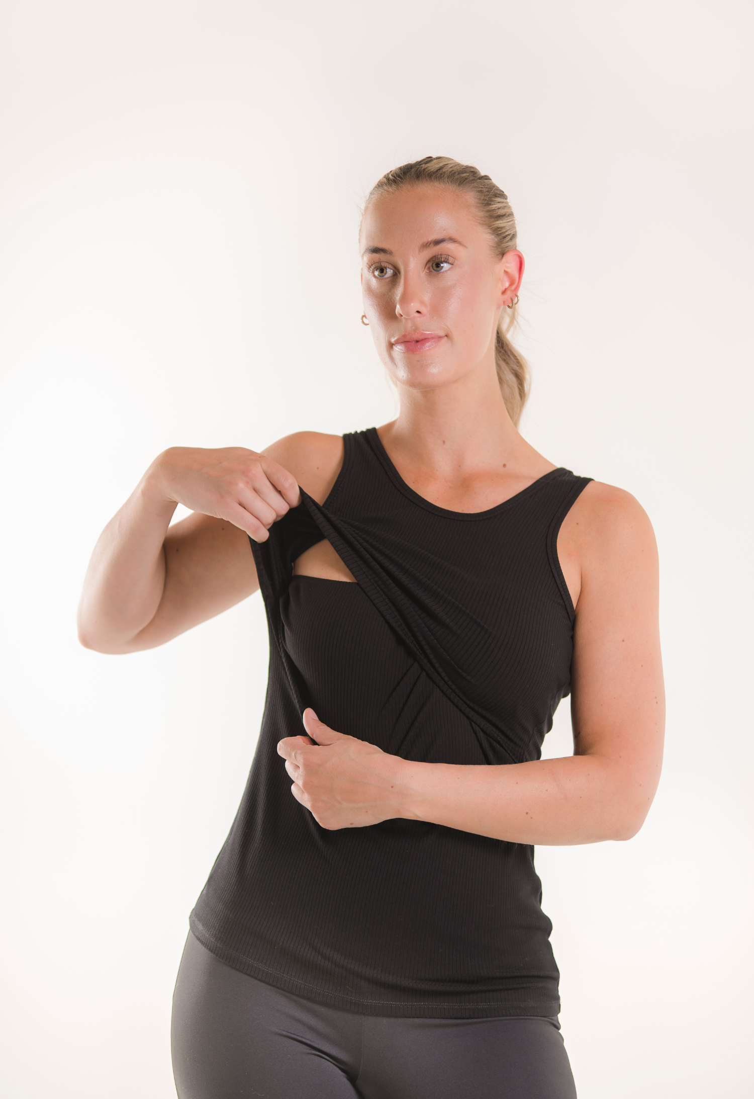 Débardeur d'allaitement côtelé - Noir