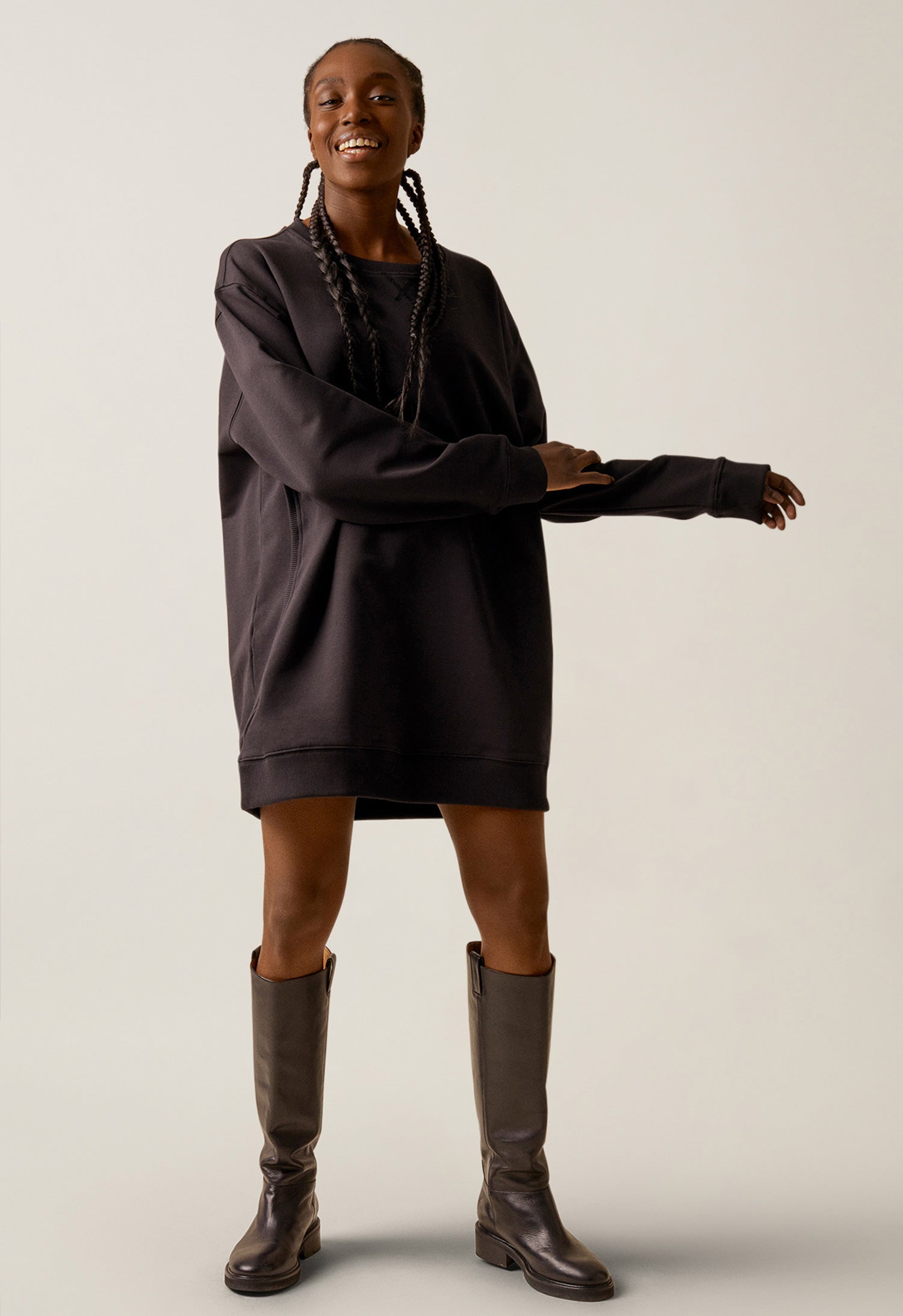 Sweat de maternité oversize avec ouverture pour allaitement - Noir