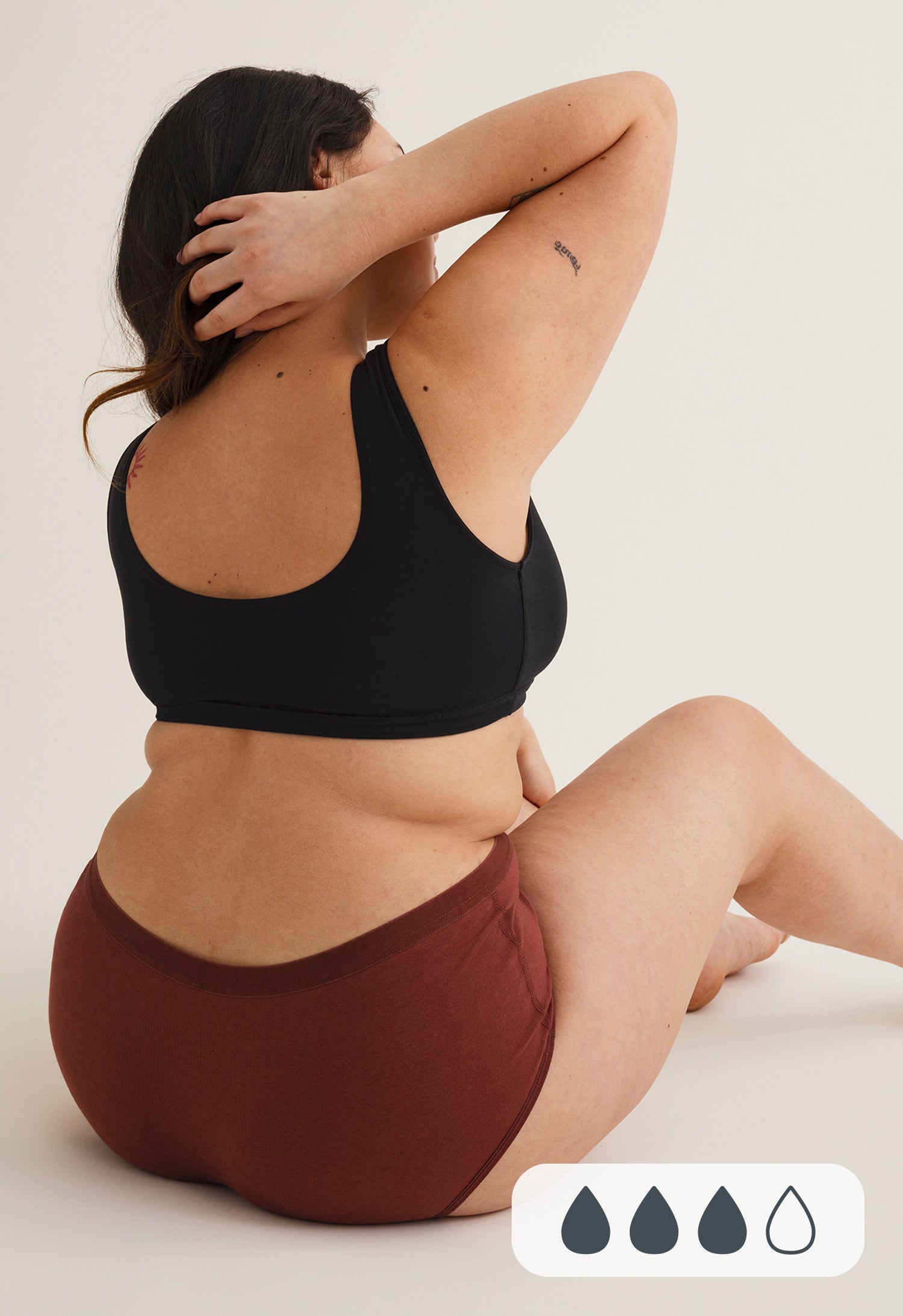 Culotte menstruelle hipster, flux moyen, bordeaux rouille