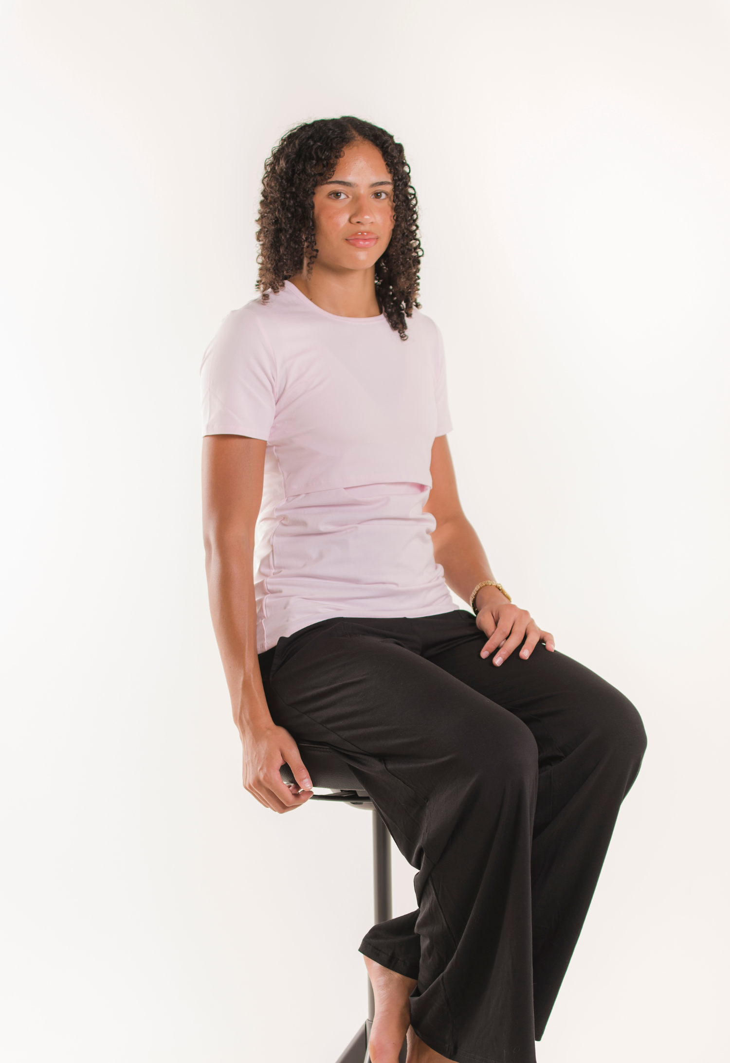 Haut d'allaitement essentiel à manches courtes - Rose pastel