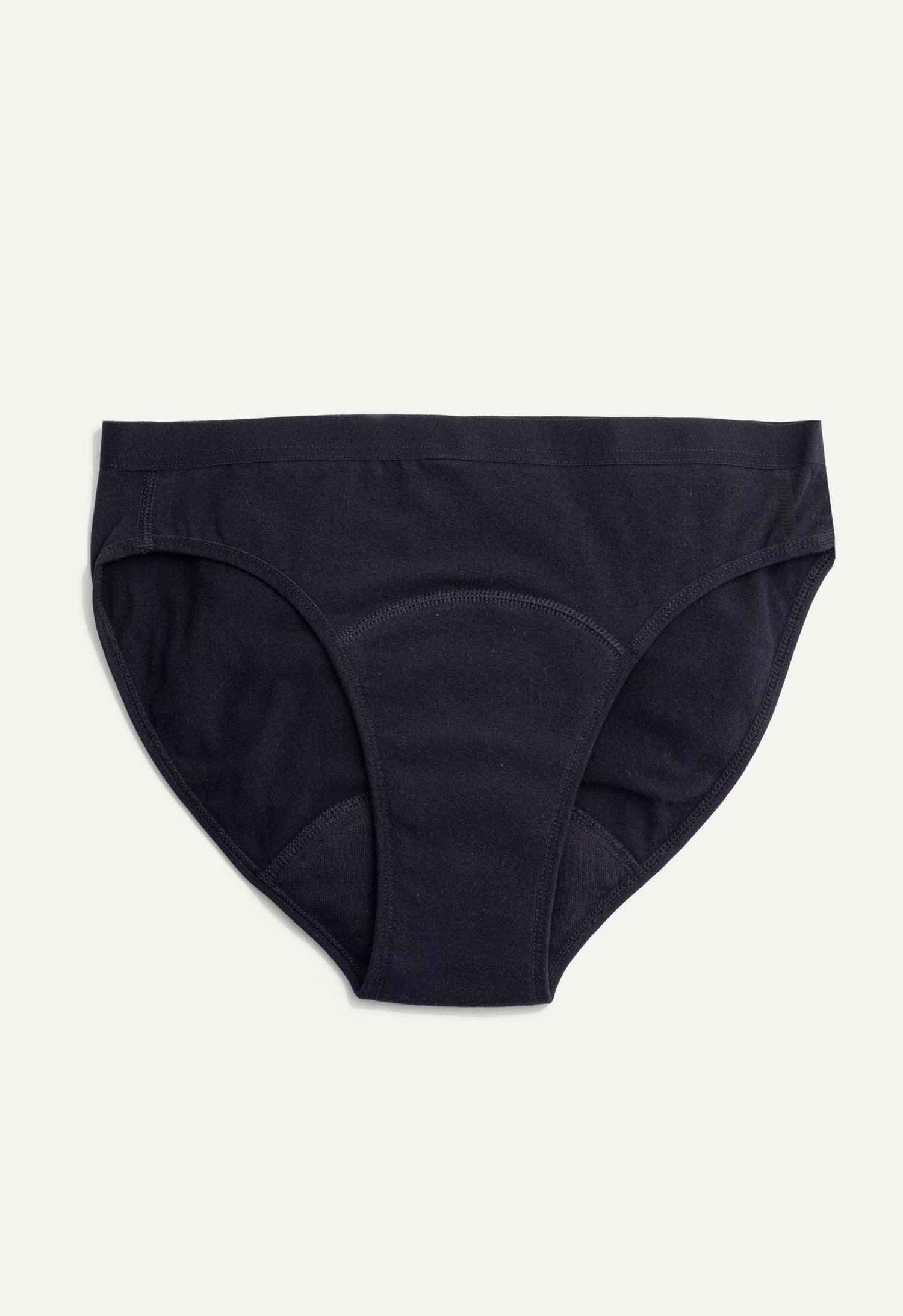 Culotte menstruelle bikini, flux moyen, noir