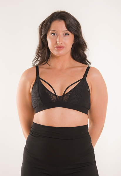 Soutien-gorge d'allaitement en dentelle - Noir