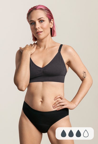 Culotte menstruelle bikini, flux moyen, noir