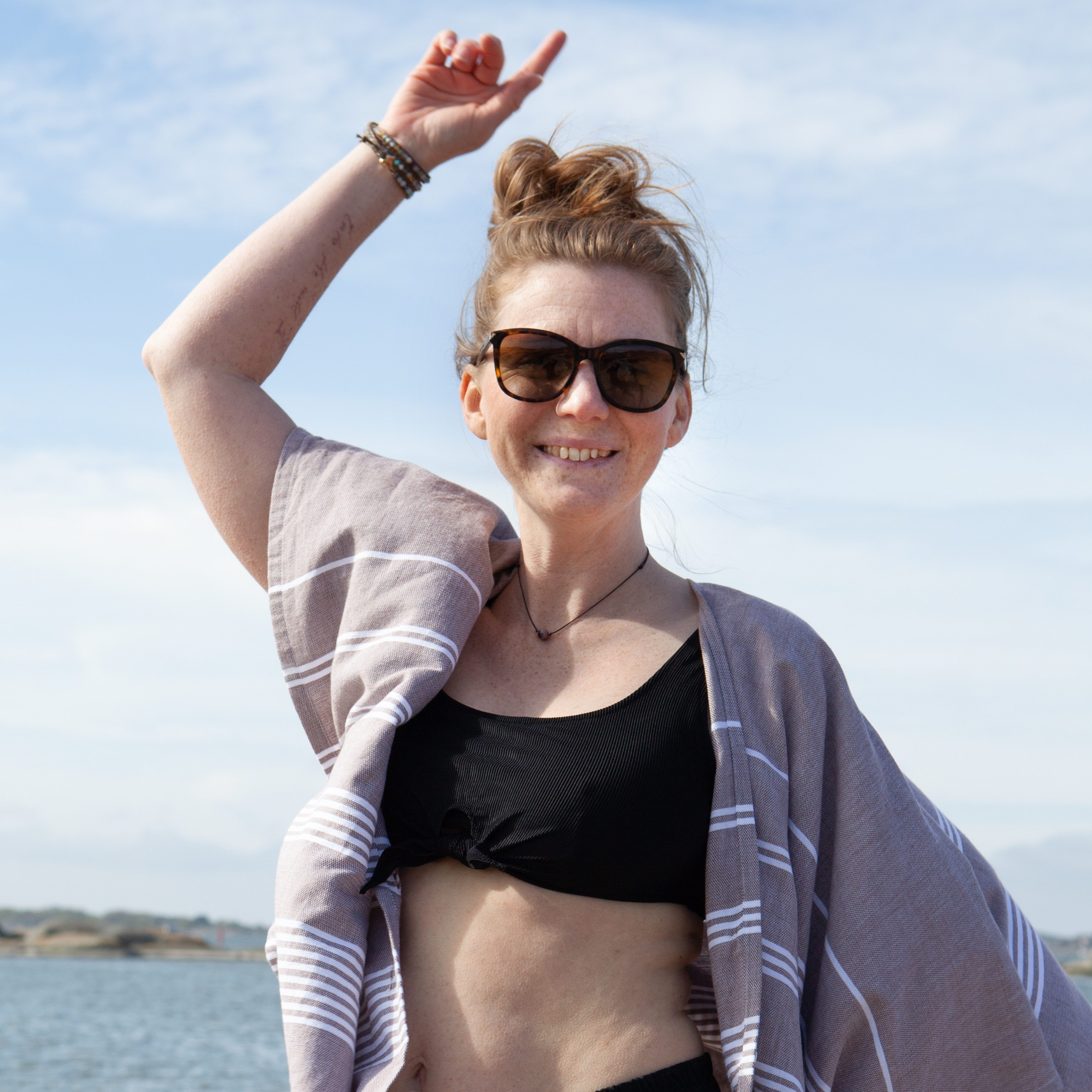 Haut de bain côtelé - crop-top - noir