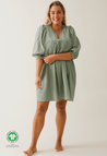 Mini-robe de maternité bohème - Thé vert