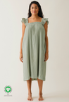 Robe de maternité bohème à smocks - Thé vert