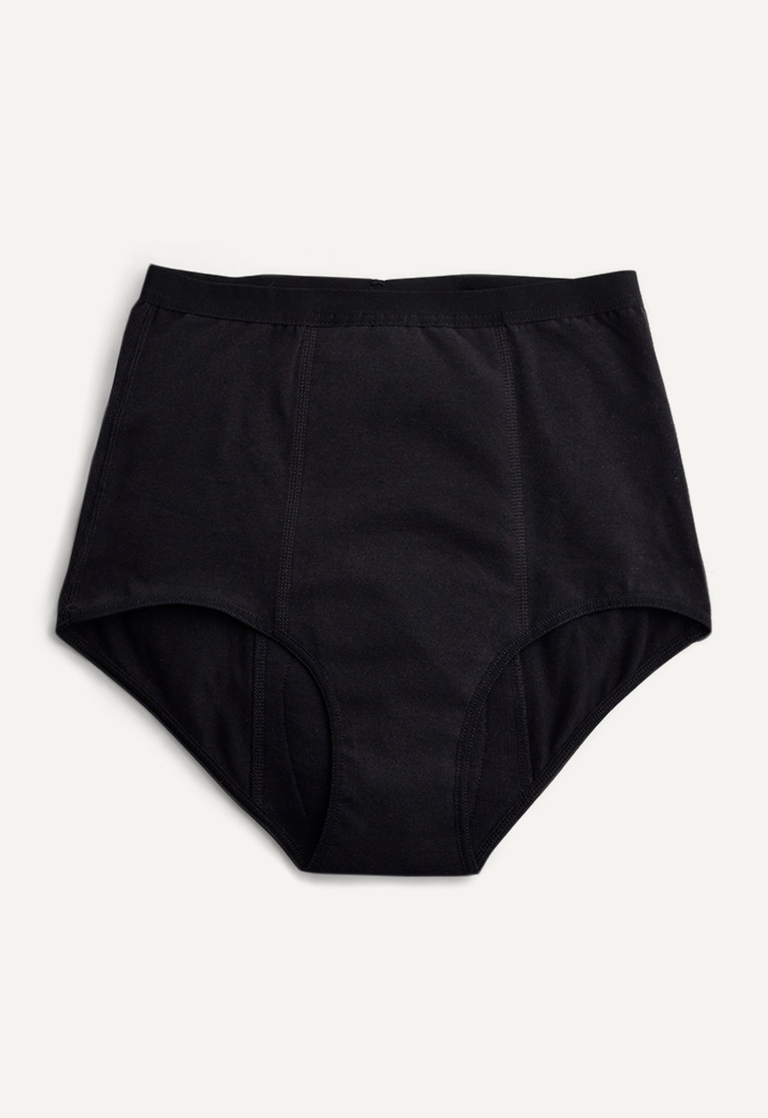 Culotte menstruelle taille haute, flux léger, noir