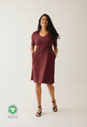 Robe d'allaitement cintrée à manches courtes - Rouge foncé