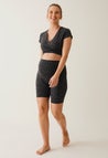Short cycliste OONO - imprimé léopard - gris/noir