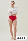 Culotte menstruelle - Taille haute - Flux abondant - Rouge