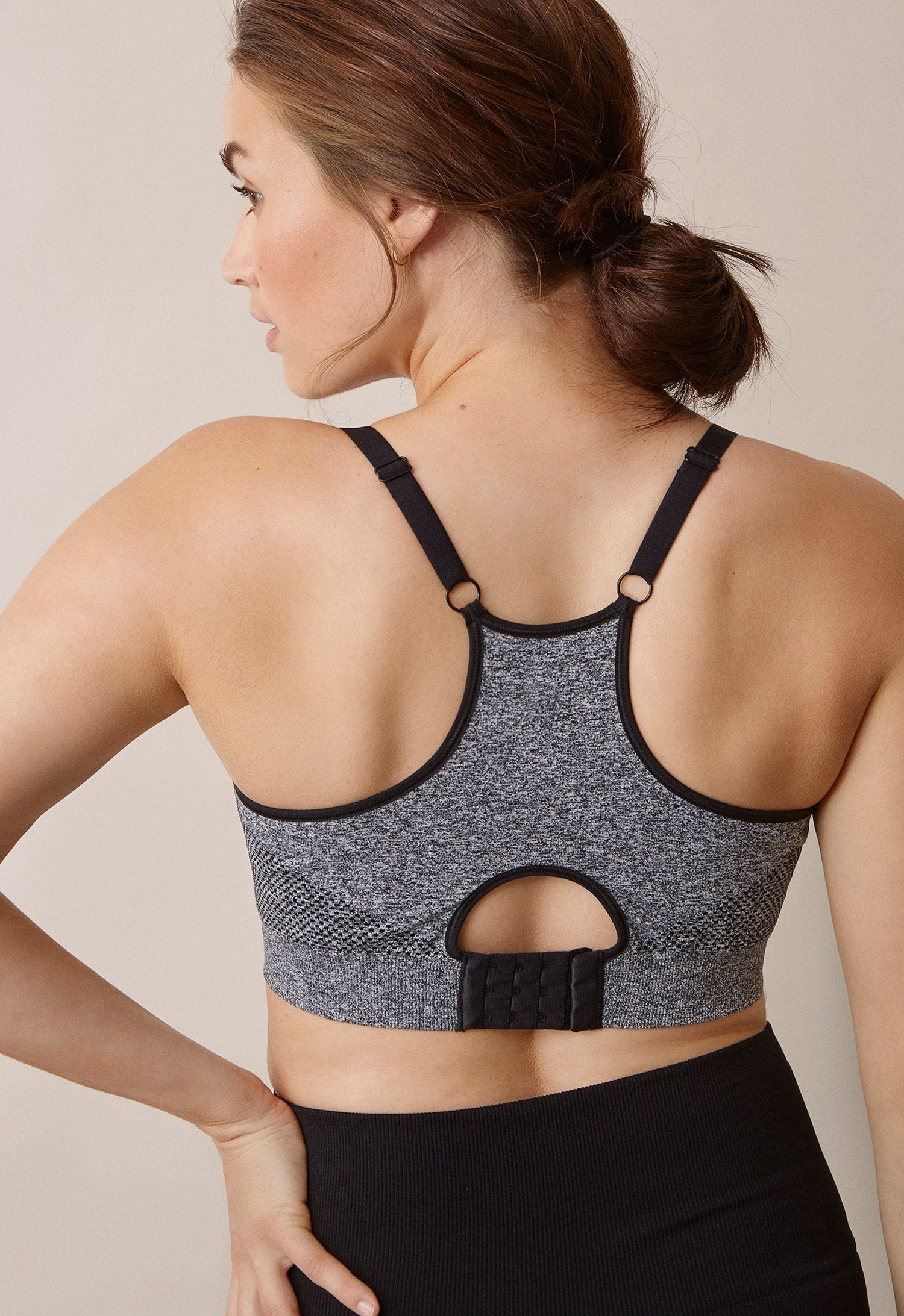 Brassière de sport d'allaitement sans coutures - Gris anthracite chiné