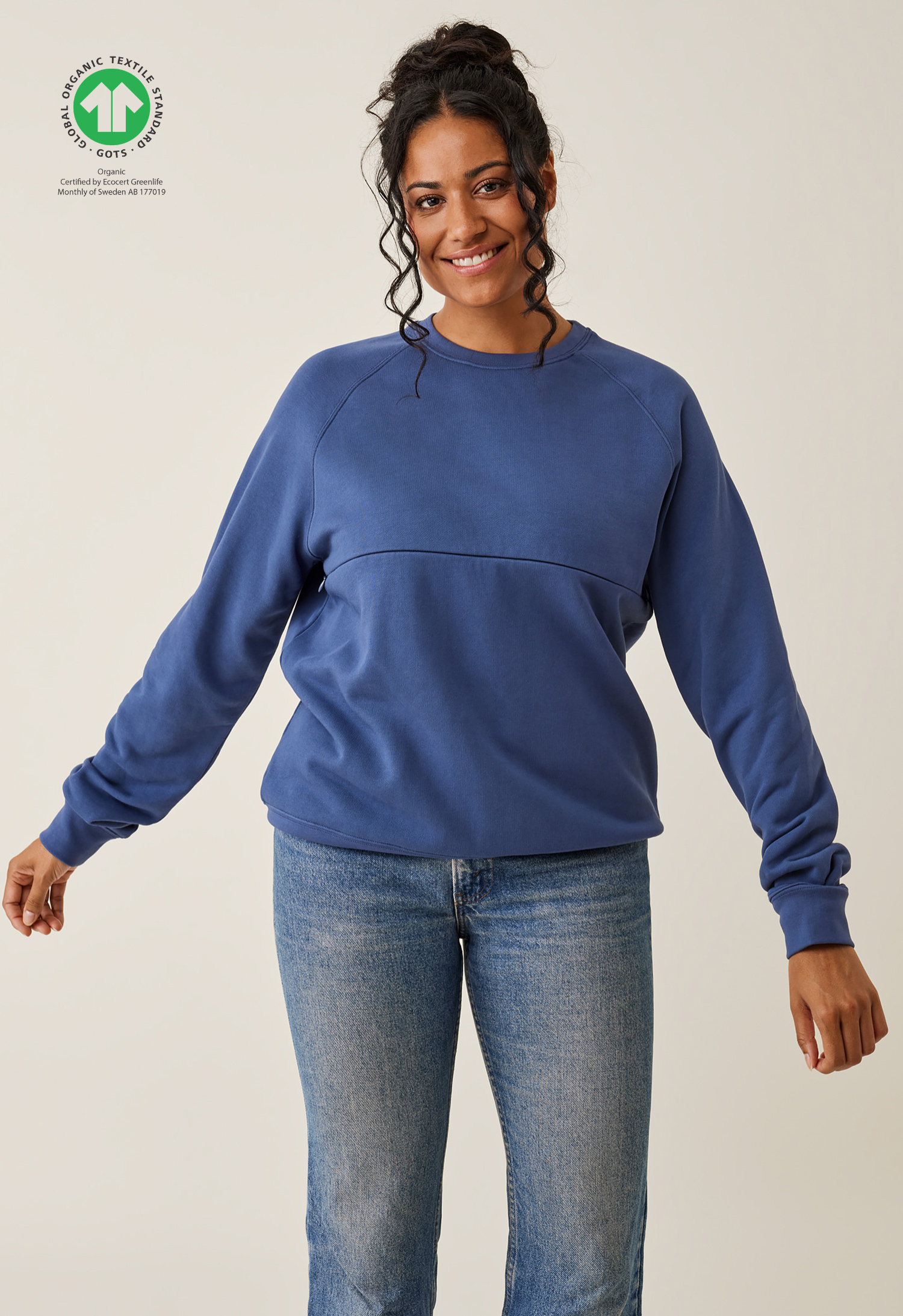 Sweat d'allaitement thermique - Indigo