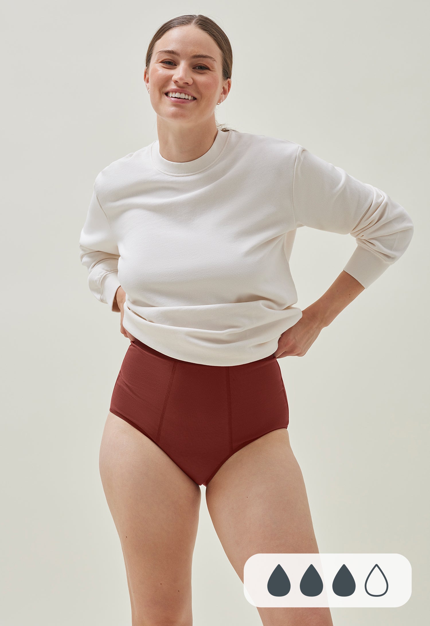 Culotte menstruelle taille haute, flux moyen, bordeaux rouille