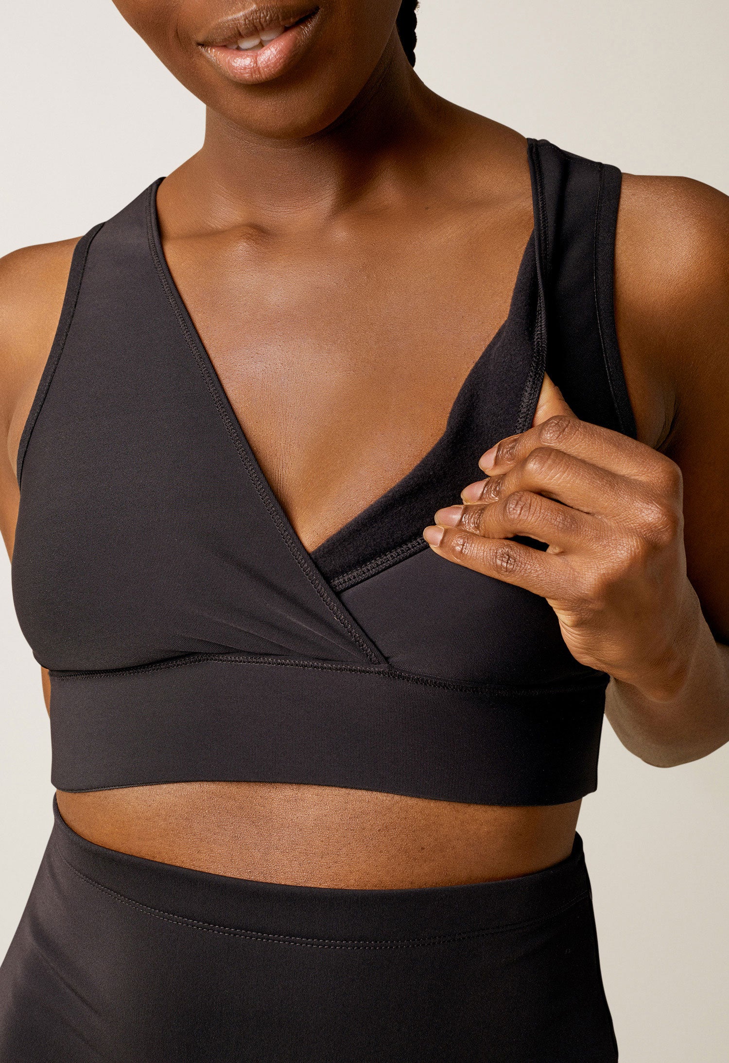 Soutien-gorge d'allaitement en molleton technique - Noir