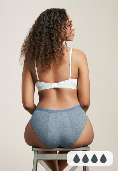 Culotte menstruelle bikini — flux abondant, grise