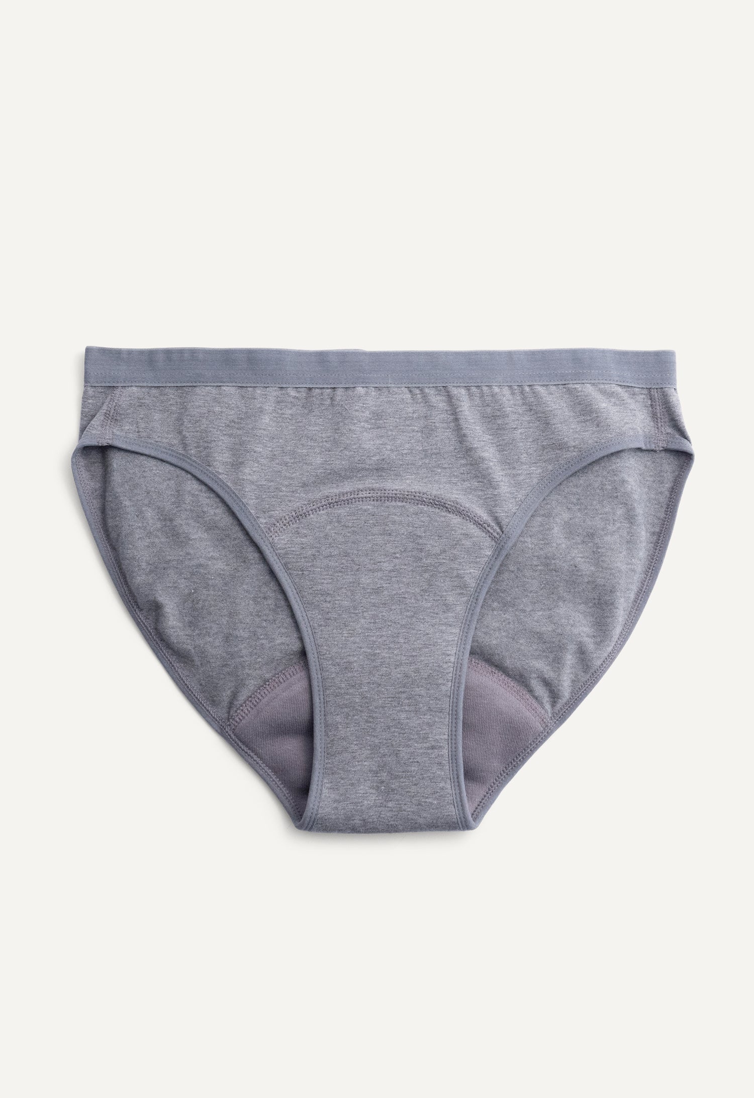 Culotte menstruelle bikini, flux moyen, gris