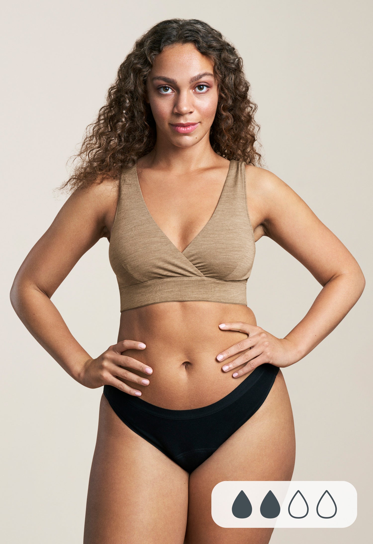 Culotte menstruelle bikini, flux léger, noir