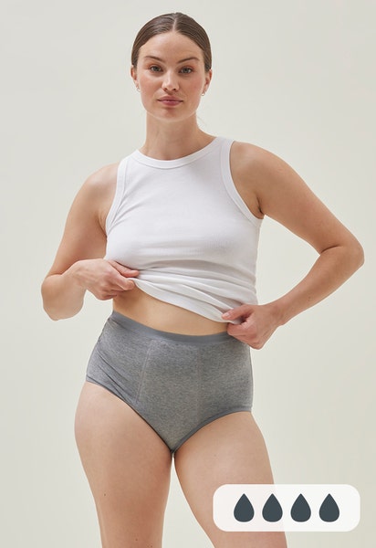 Culotte menstruelle - taille haute - flux abondant - gris
