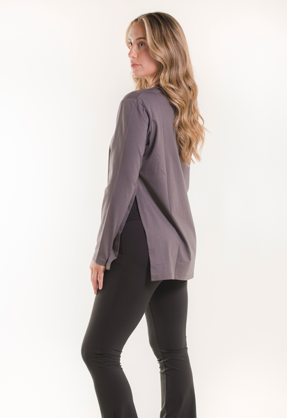 T-shirt de maternité à manches longues - Gris délavé