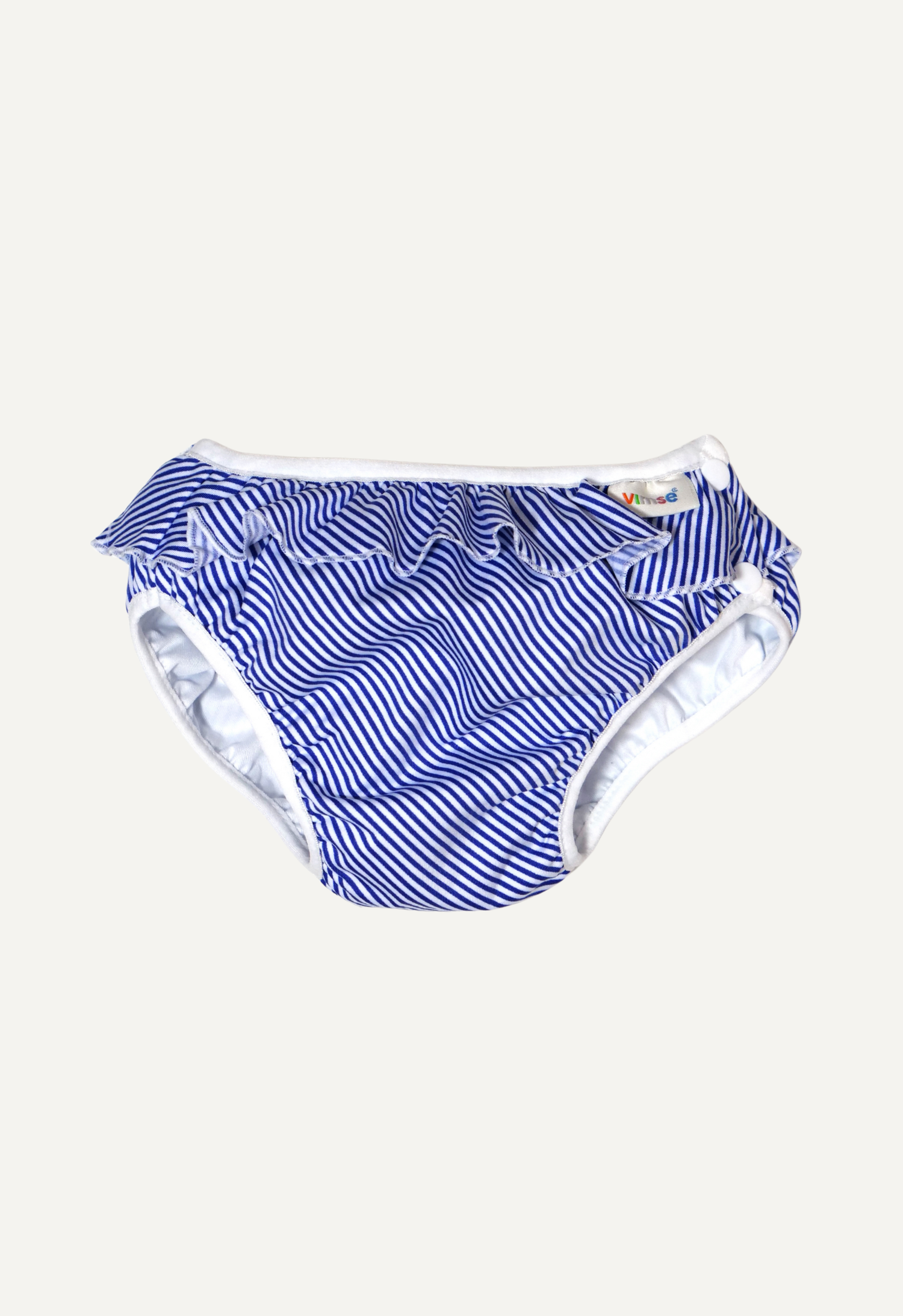 Culotte de bain - Volant rayé blanc/bleu
