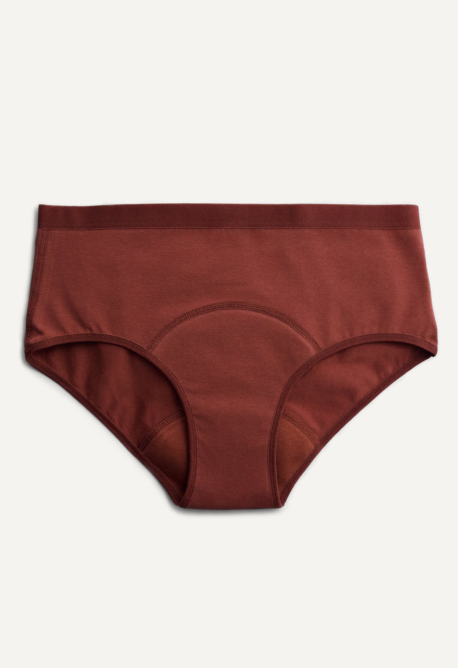 Culotte menstruelle hipster, flux moyen, bordeaux rouille