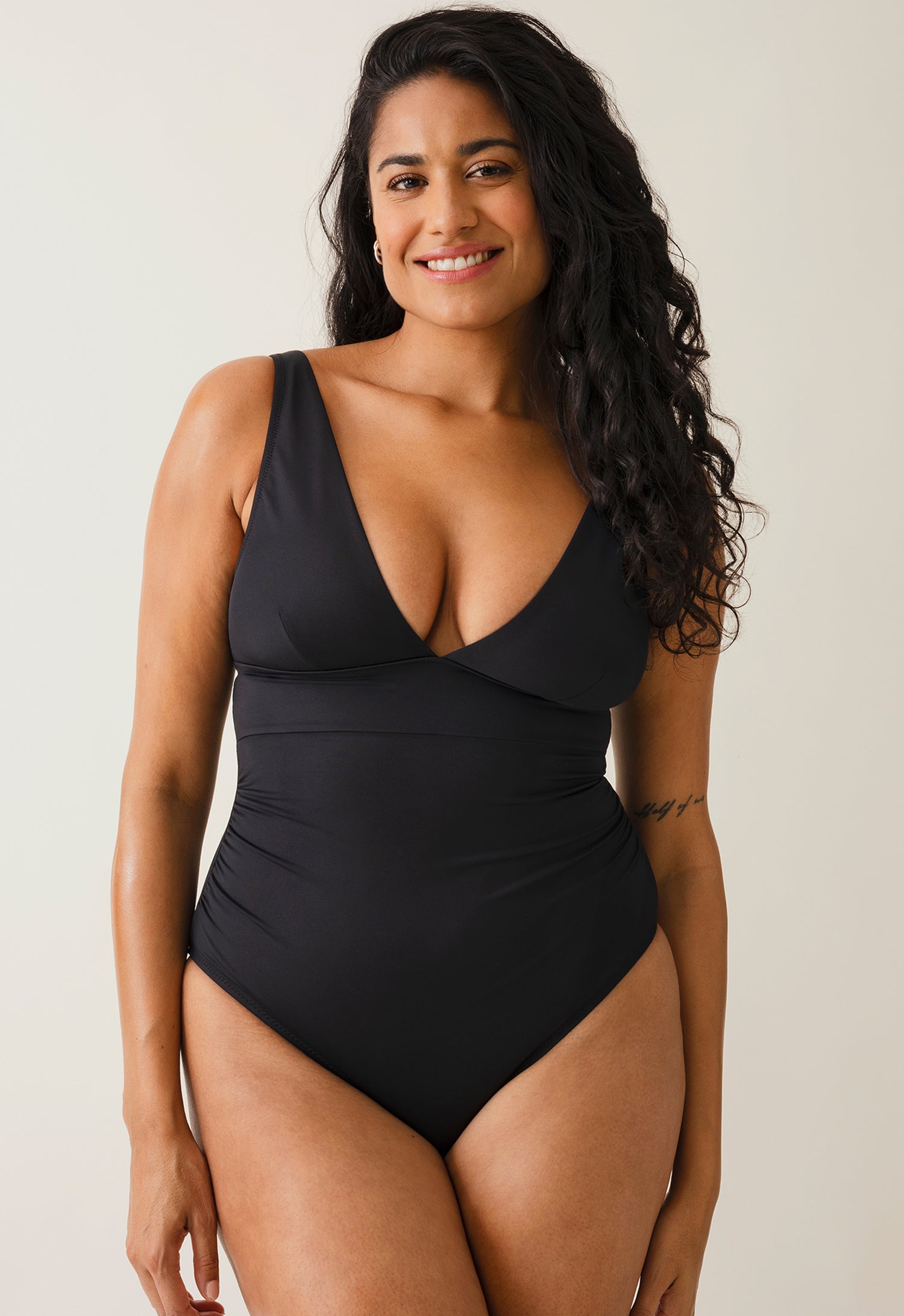 Maillot de bain de maternité à décolleté plongeant - Noir