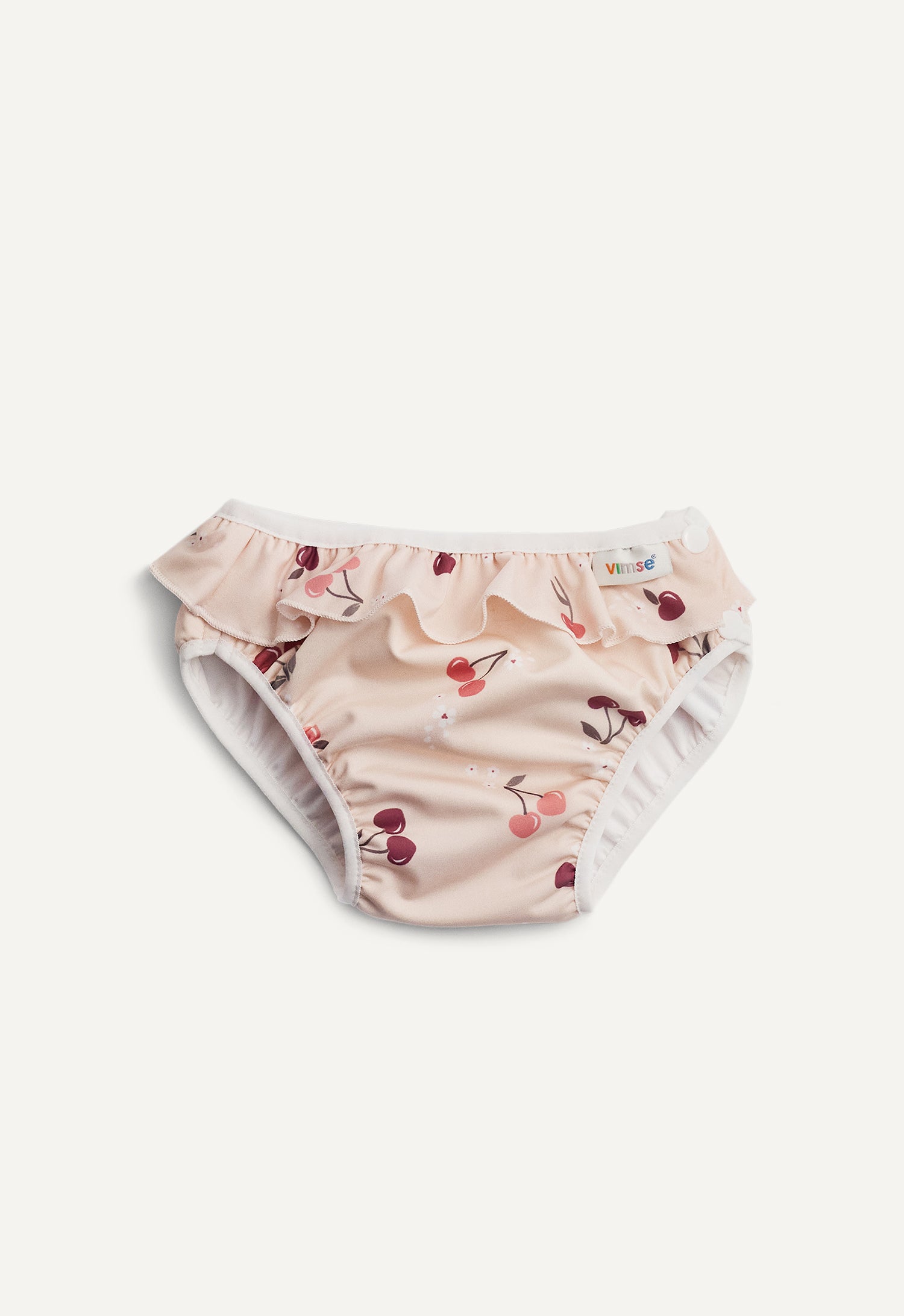 Couche de bain, volants cerise
