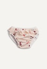 Couche de bain, volants cerise