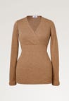 Top côtelé en laine mérinos - brun chiné