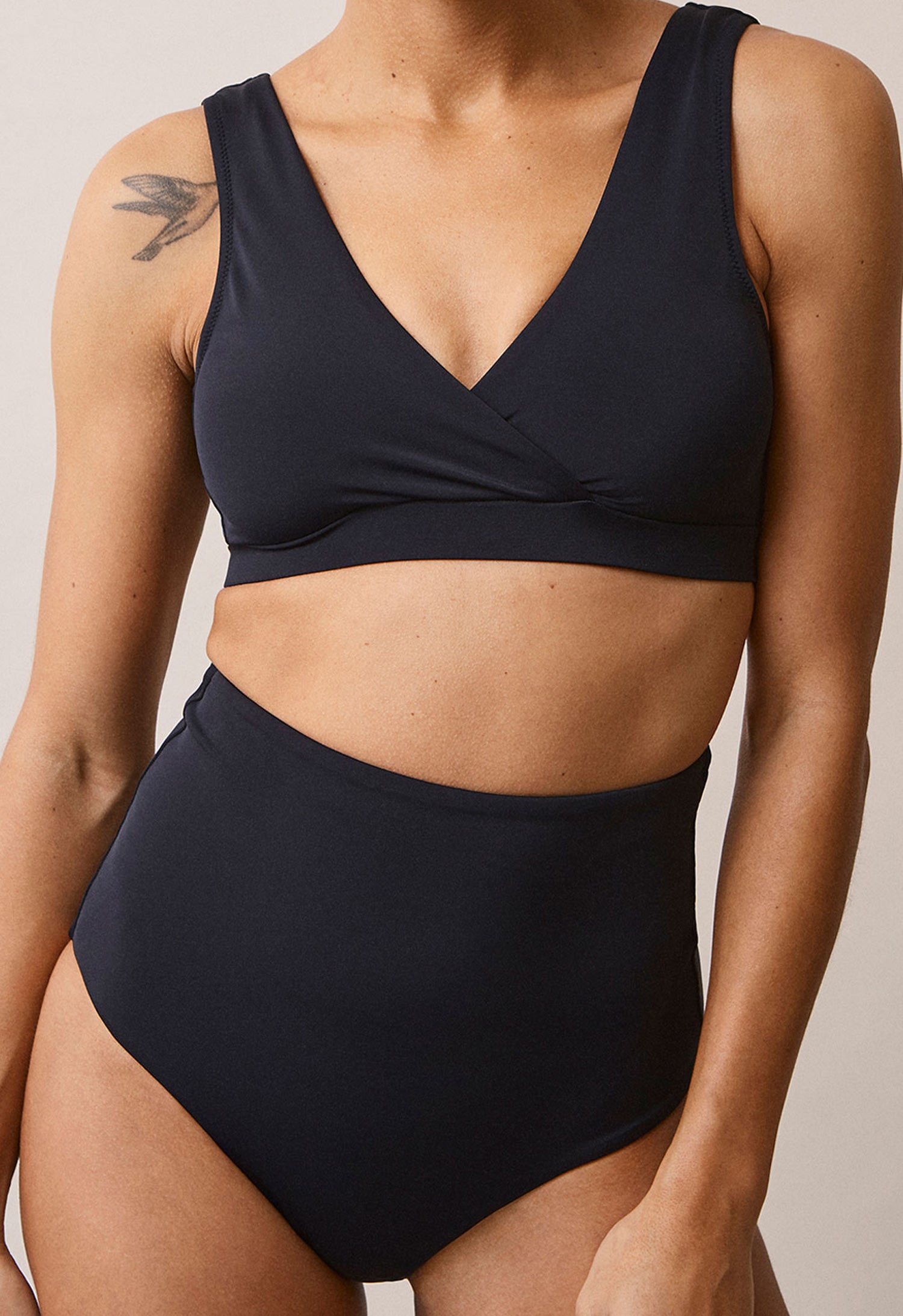 Bas de maillot de bain maternité taille haute post-partum - Noir