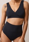 Bas de maillot de bain maternité taille haute post-partum - Noir