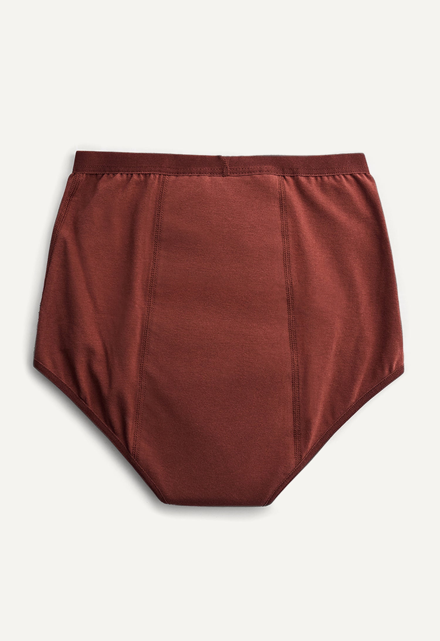 Culotte menstruelle taille haute, flux léger, bordeaux rouille
