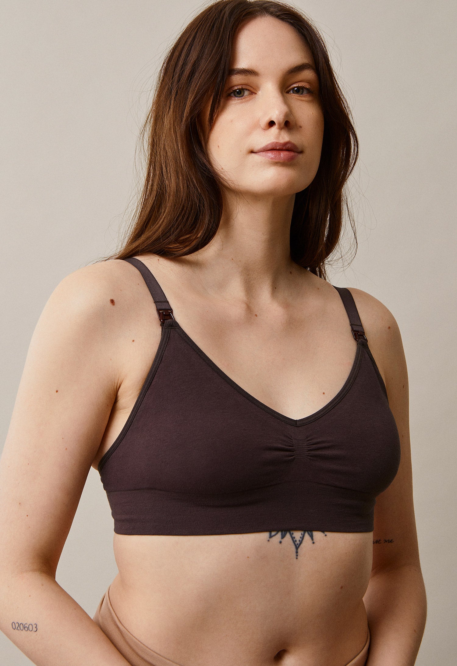 Soutien-gorge d'allaitement en coton biologique - marron