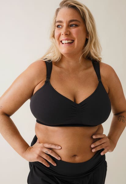 Soutien-gorge d'allaitement sans armatures maintien ferme 34C - 44F - Noir