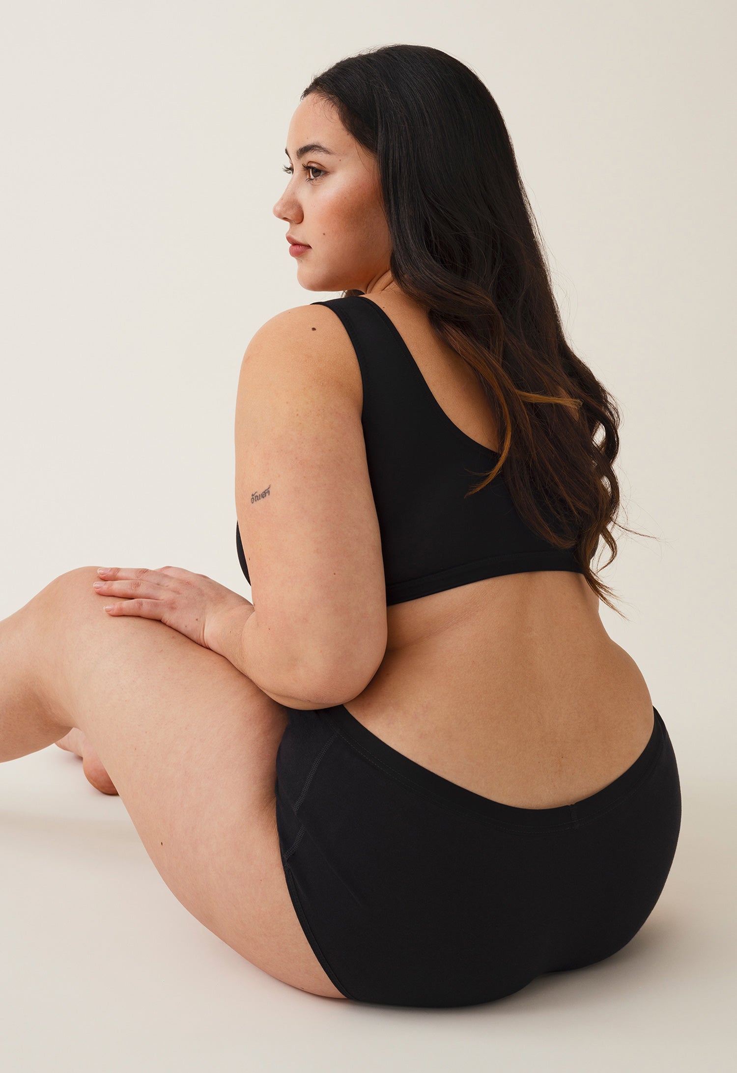 Culotte menstruelle hipster, flux moyen, noir