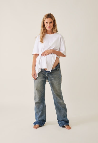 T-shirt de grossesse oversize avec fente - blanc