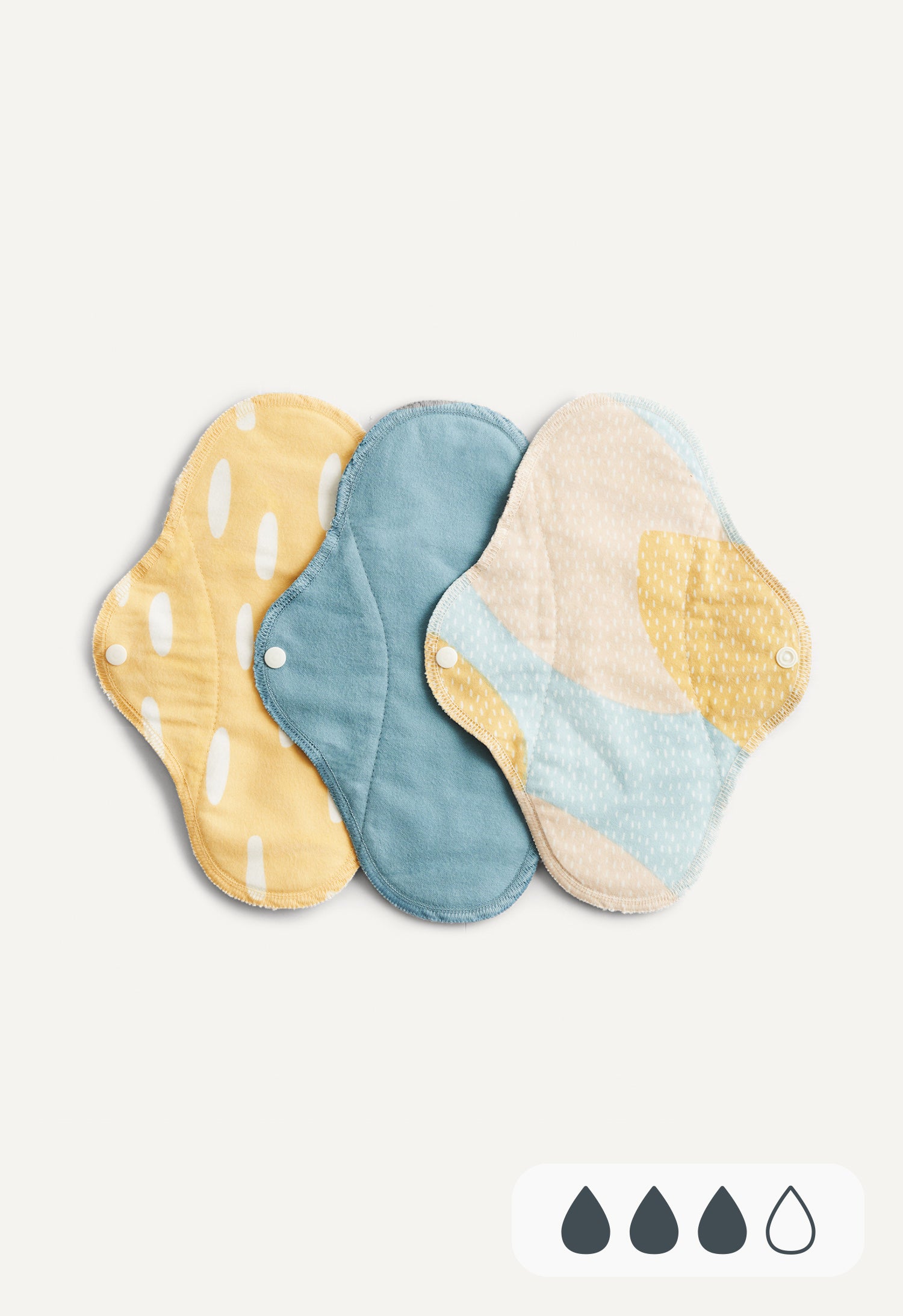 Serviettes hygiéniques Classique, normales, à motif bleu, lot de 3