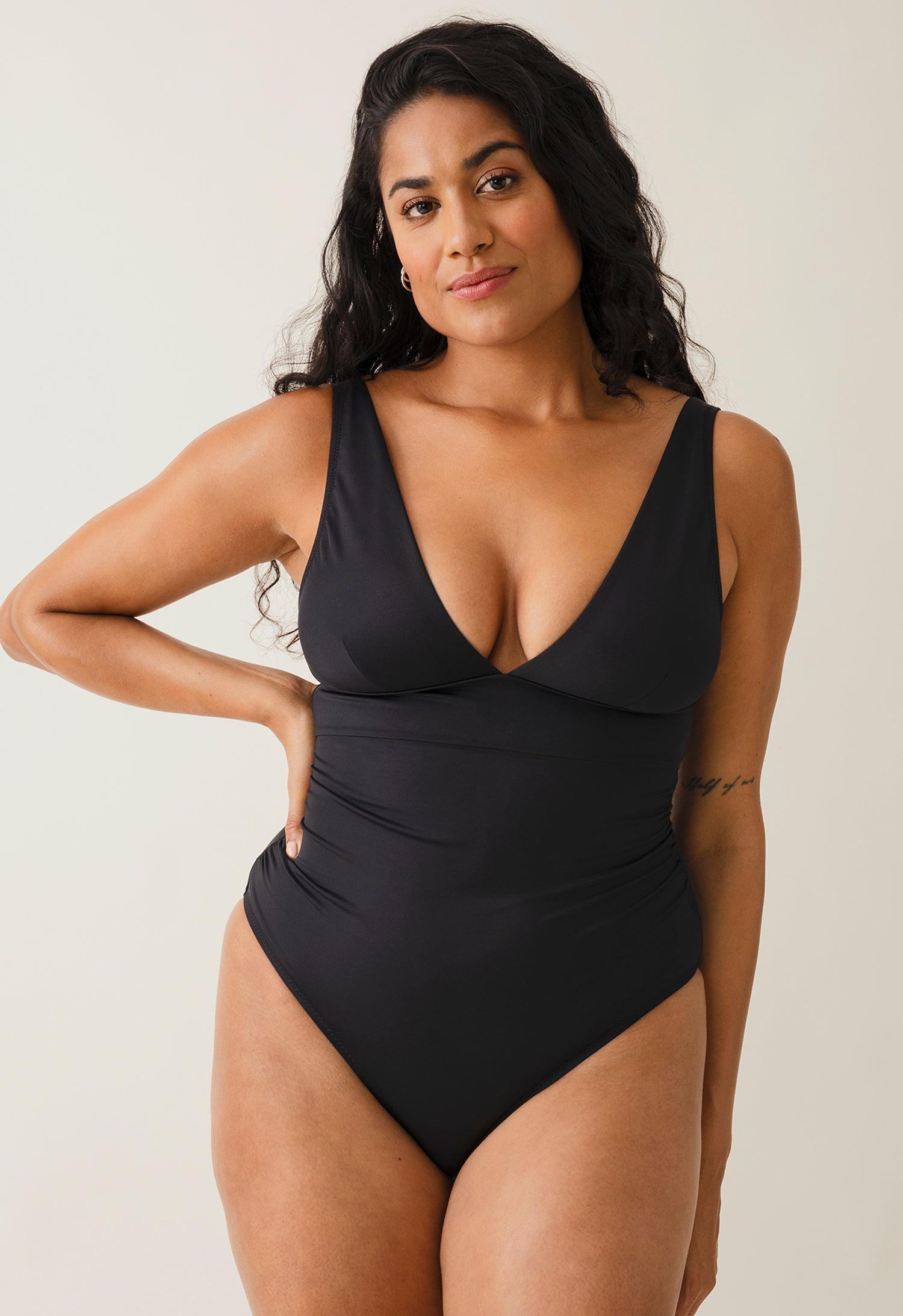 Maillot de bain de maternité à décolleté plongeant - Noir