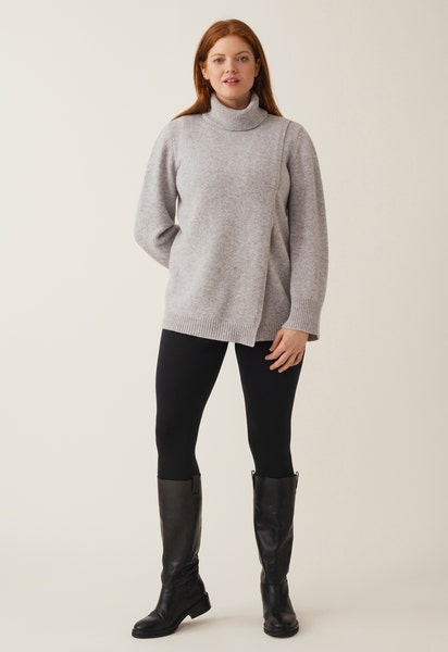 Tunique d'allaitement en maille - Gris clair chiné