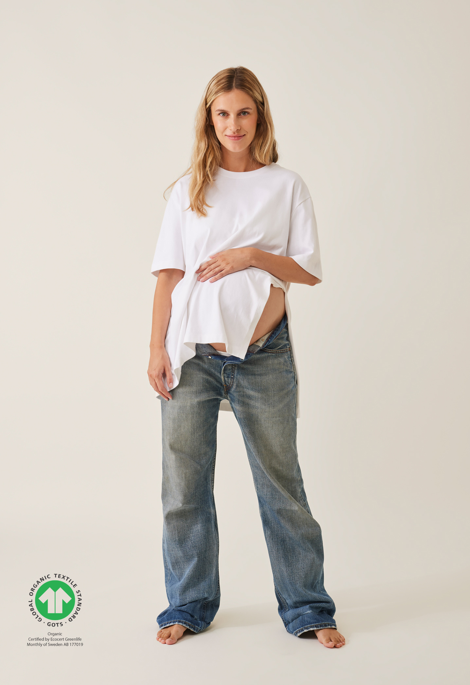 T-shirt de grossesse oversize avec fente - blanc