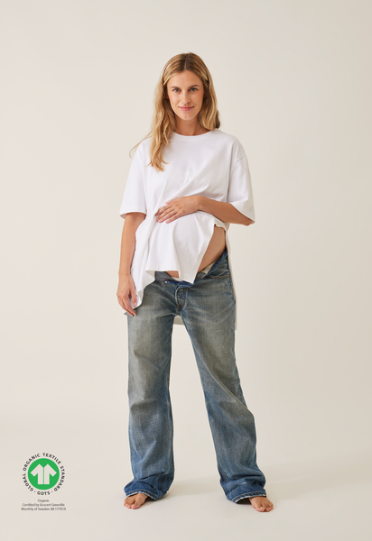T-shirt de grossesse oversize avec fente - blanc