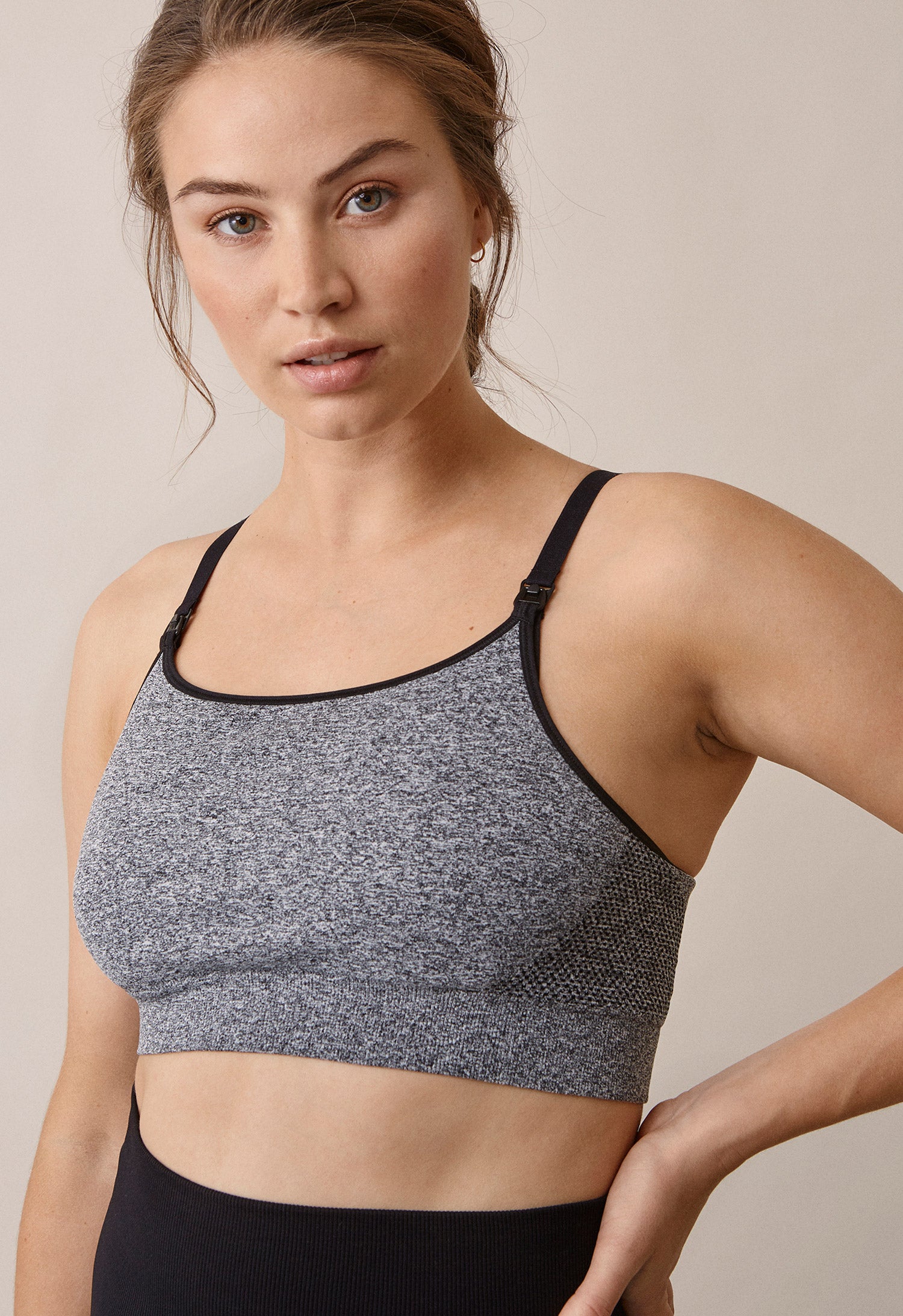 Brassière de sport d'allaitement sans coutures - Gris anthracite chiné