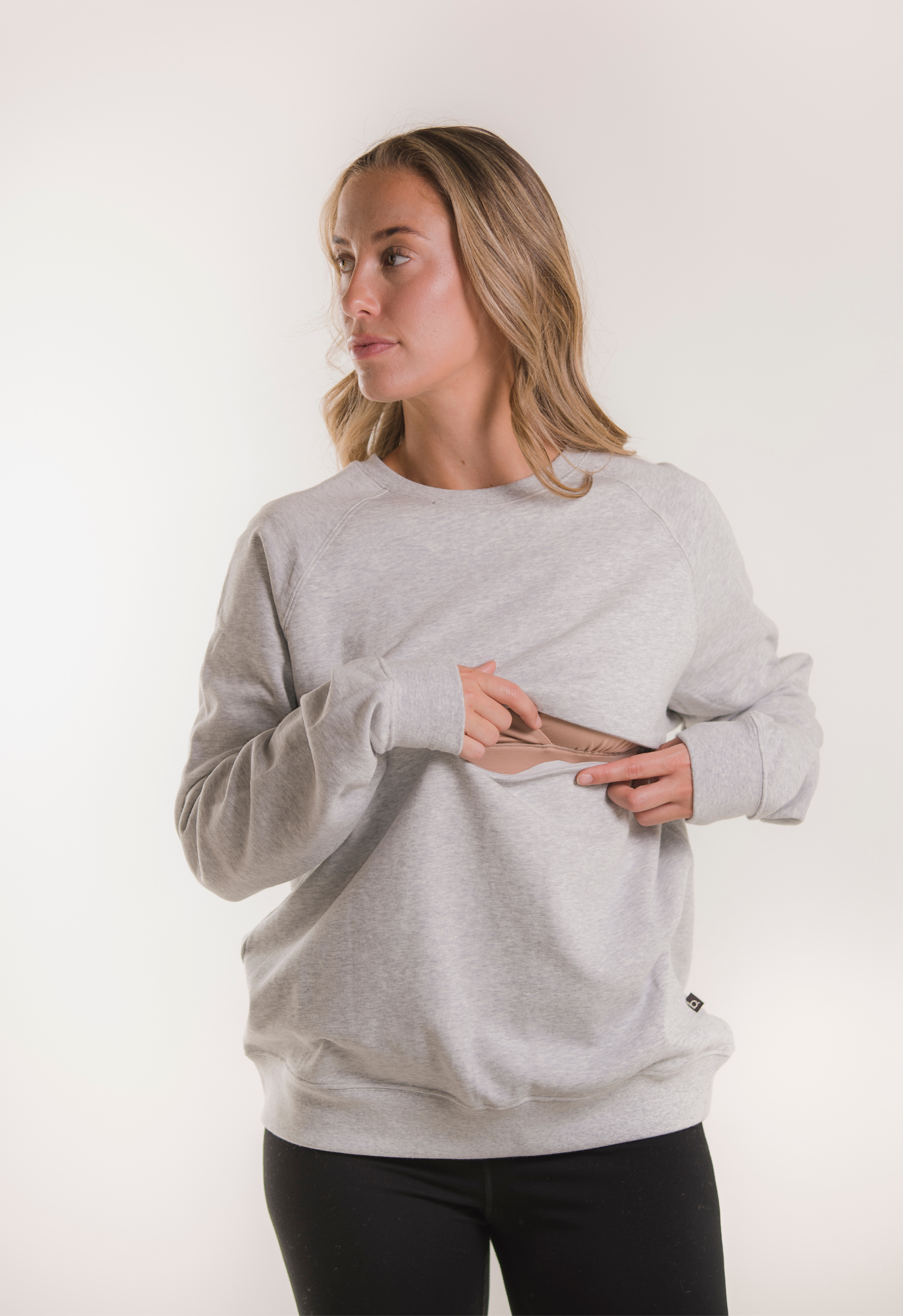 Sweat d'allaitement thermique - Gris chiné