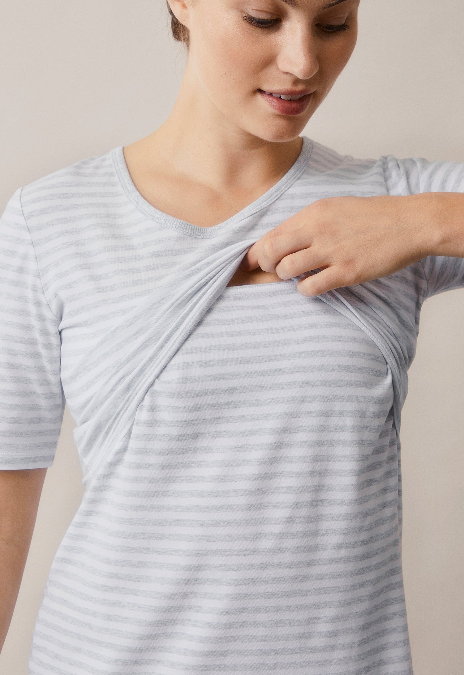 Chemise de nuit - Blanc/Gris chiné