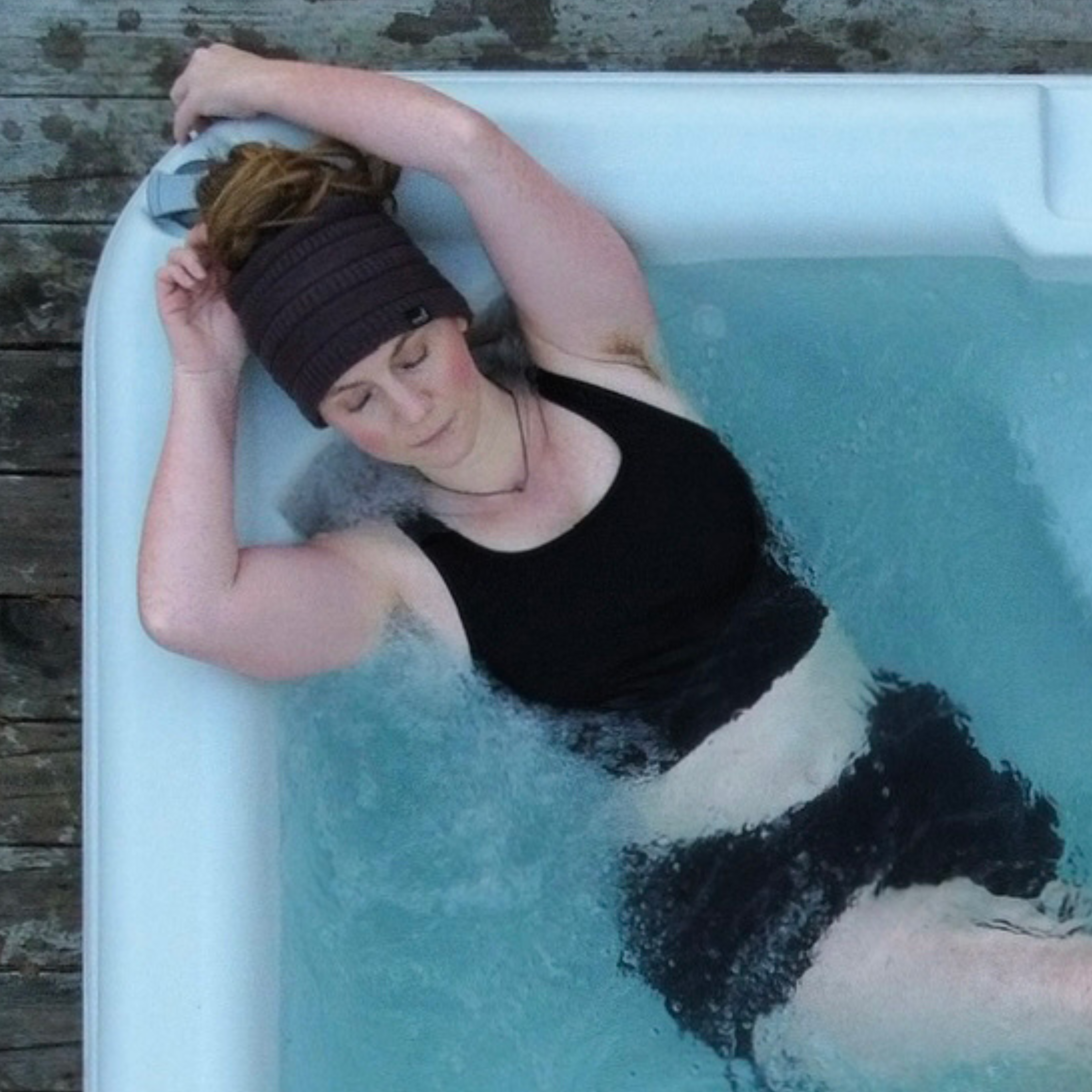 Top de bain court côtelé - noir