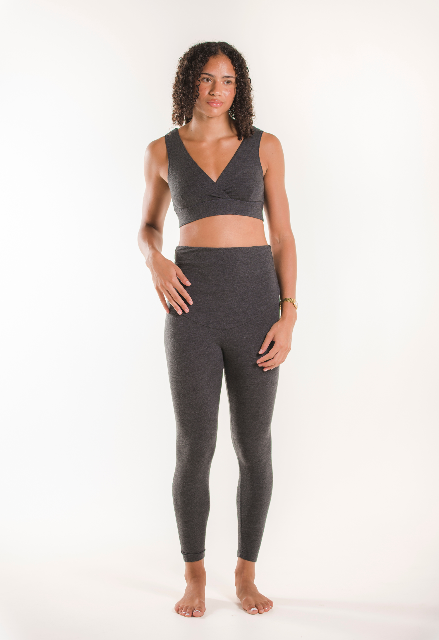 Leggings de grossesse en laine - Gris chiné