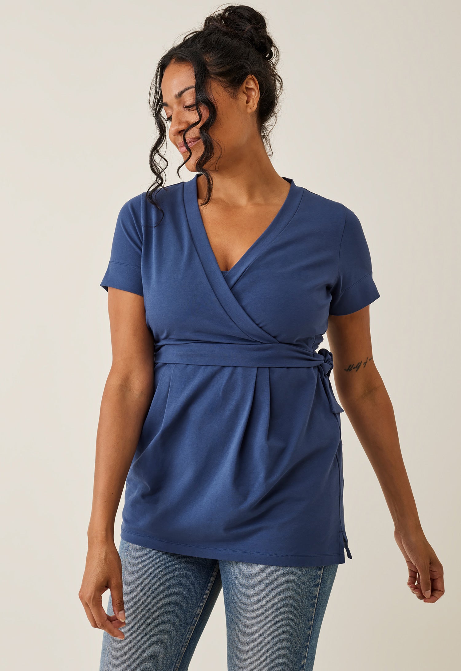 Haut cache-cœur d'allaitement - Bleu indigo