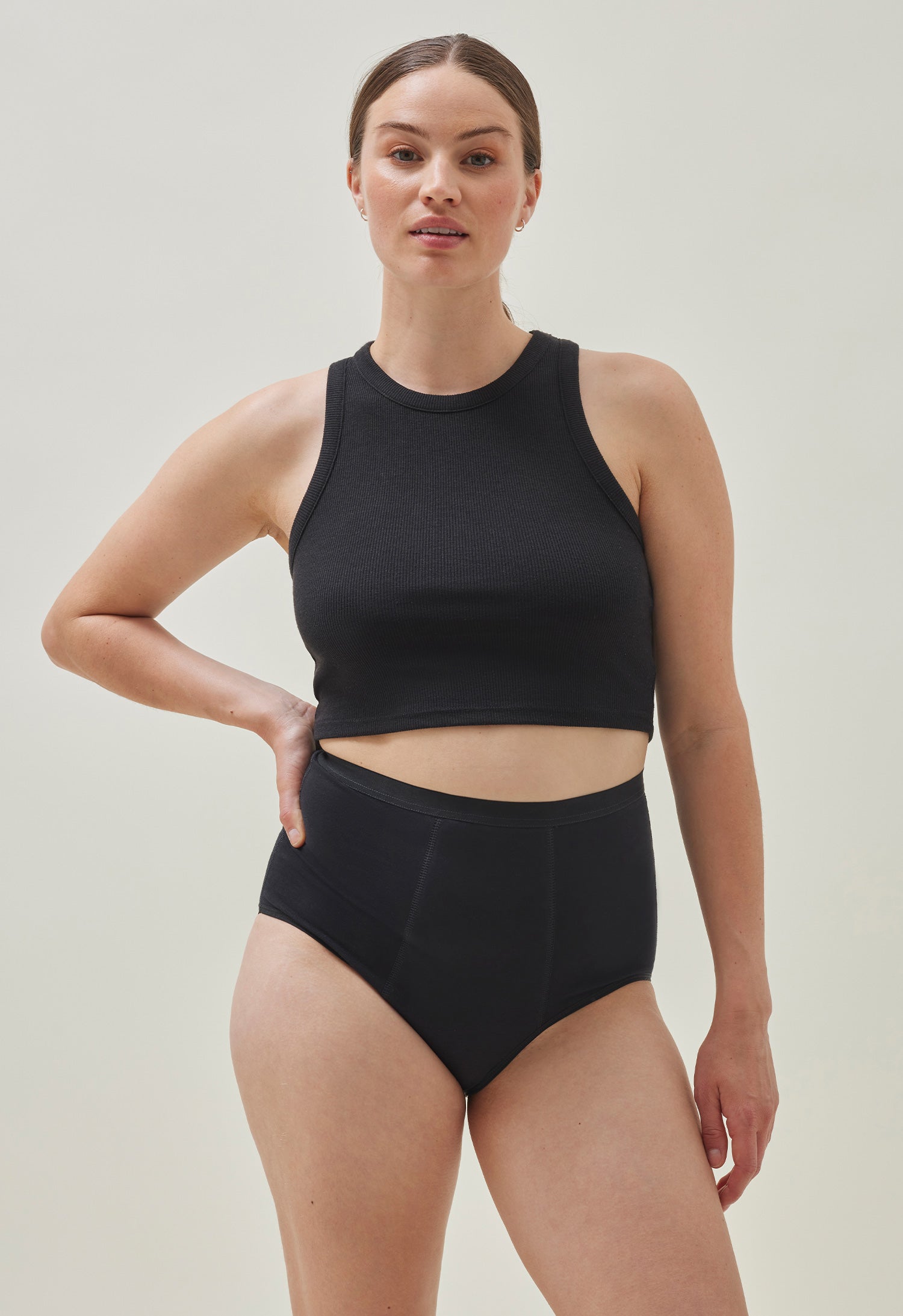 Culotte menstruelle taille haute, flux abondant, noir