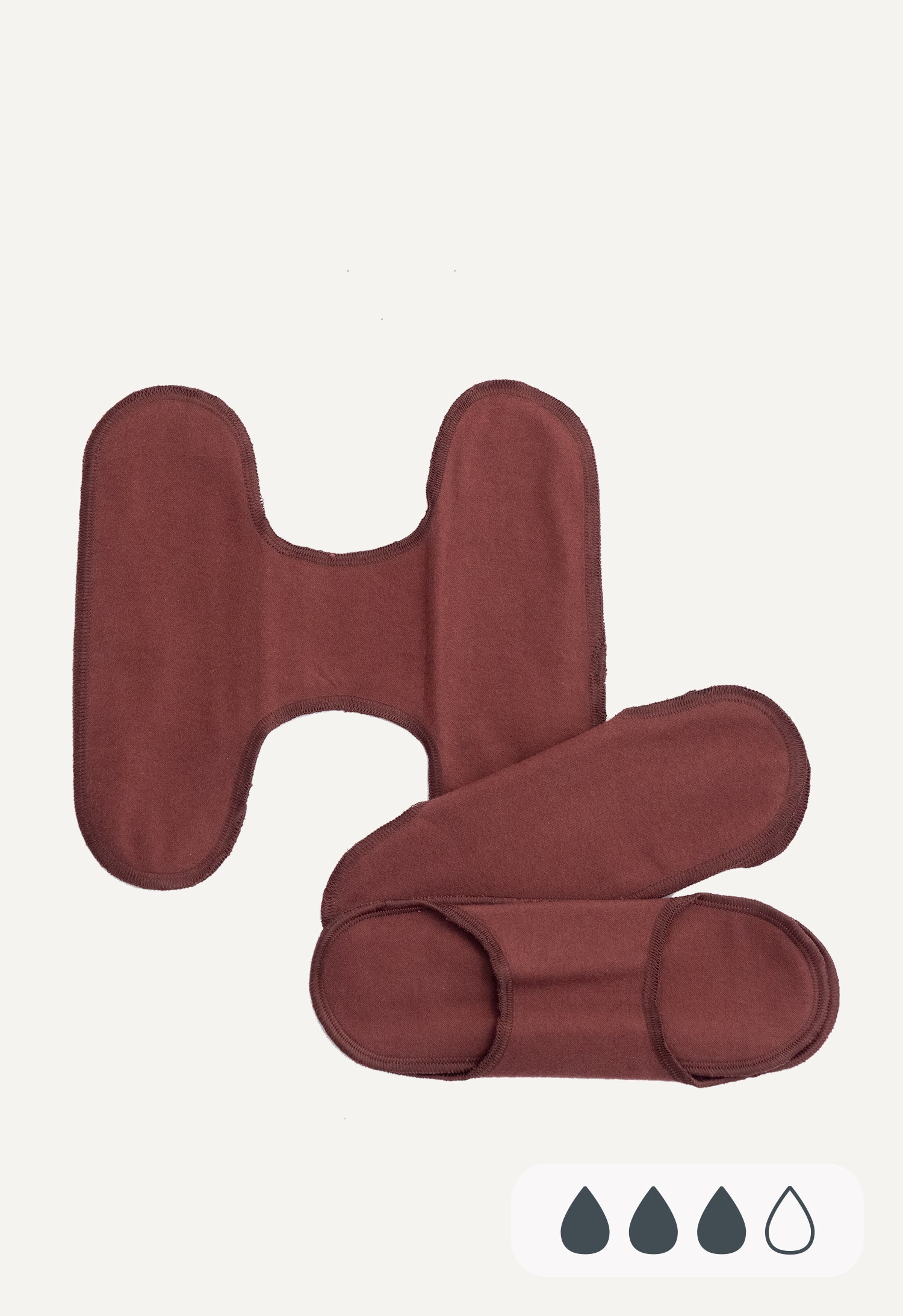 Serviettes hygiéniques sans pressions, taille normale, de couleur brun chaud — lot de 3