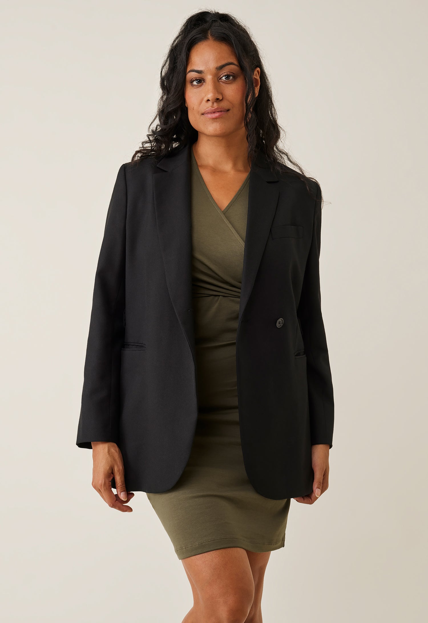 Robe portefeuille de maternité - Vert olive